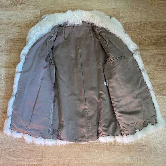 Vintage Fox Fur Coat Spotted Lynx Dyed 27 " Jacket Women's Size Small - Picture 5 of 14